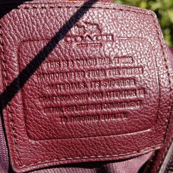 Coach Edie Haircalf Large Shoulder Bag In Oxblood/Gold - Picture 7 of 8